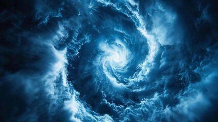 Mesmerizing inside view of a multi vortex tornado with multiple smaller twisters spiraling within the main funnel