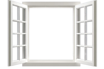 a white window with open panes creating a blank space that invites light and air symbolizing openness and potential