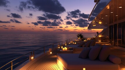Luxury yacht sunset ocean deck relaxation travel