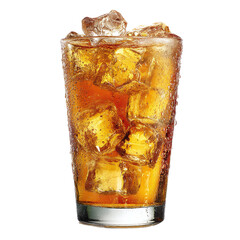 Iced tea with condensation and ice cubes visible, isolated PNG format, transparent background, high-resolution, suitable for stock image use --v 7.0