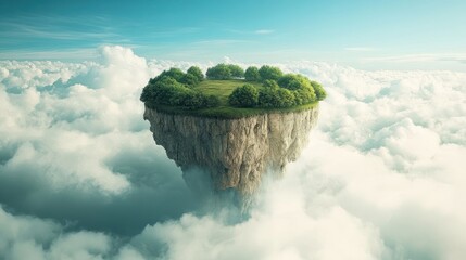 Enchanted Floating Island Above the Clouds: A Dreamlike Paradise