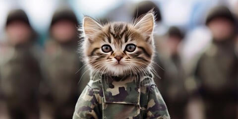 kitten dressed like soldier