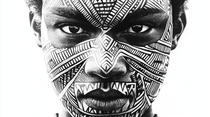 African Tribal Face Art Portrait