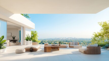 Modern Outdoor Patio with City View