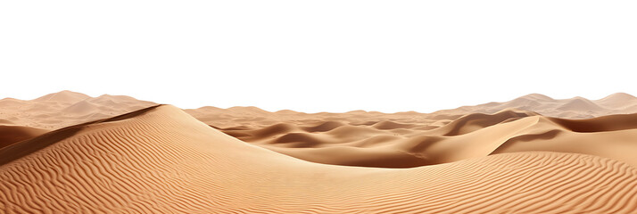 Wide sandy desert landscape isolated on transparent background cutout png