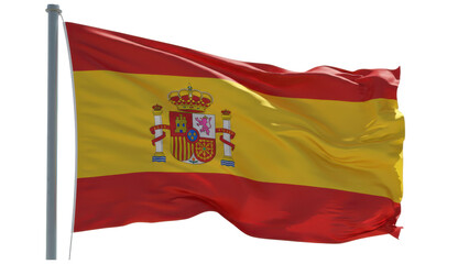 spain flag waving in wind isolated on transparent png