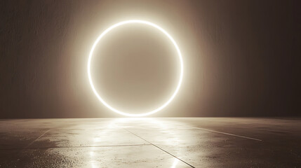 A large glowing circle is in the center of a dark room