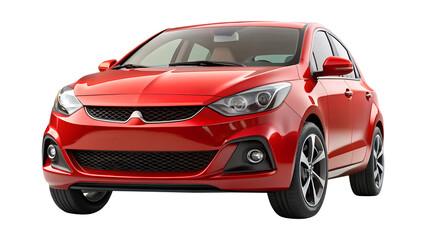 red car isolated on transparent white background, clipping path