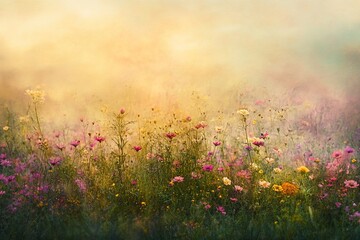 Blooming meadow in soft light