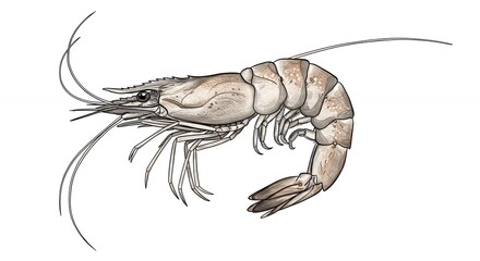 Shrimp Illustration on White Background