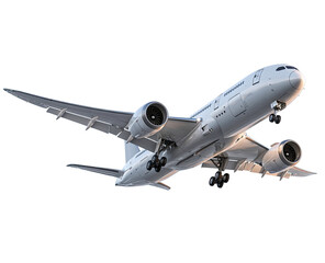 Modern Passenger Airplane Landing Gear Down on Transparent Background