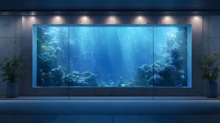 Elegant aquarium mockup with vibrant water effects for dynamic design presentations.