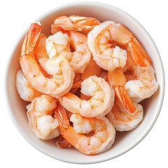 Shrimp in a white bowl on transparent background