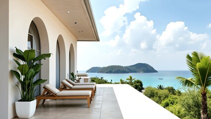 Serene Coastal Retreat with Lounge Chairs and Scenic Ocean View