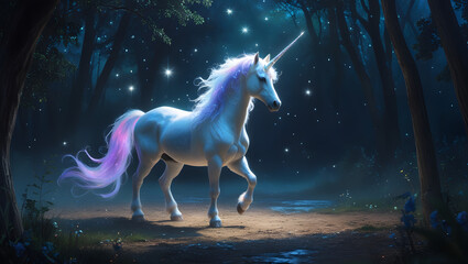 magical unicorn in the forest