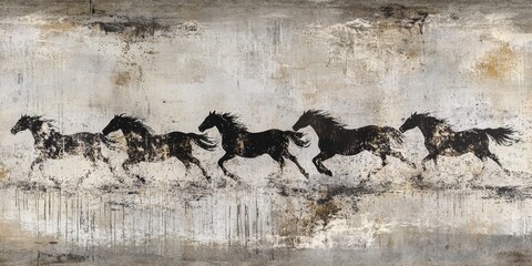 Biegnące konie - abstrakcyjna kompozycja monochromatyczna