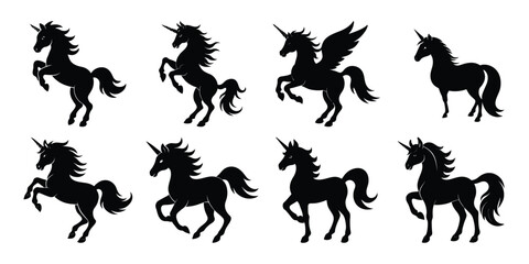 unicorn silhouette, unicorn silhouette set