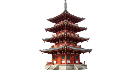 Isolated Traditional Multi-tiered Japanese Wooden Pagoda Temple Structure