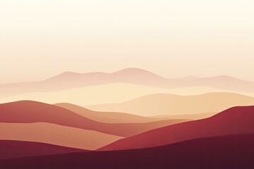 Soft, layered mountains in warm hues