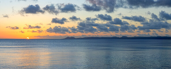 Sunset off Bonaire in Caribbean