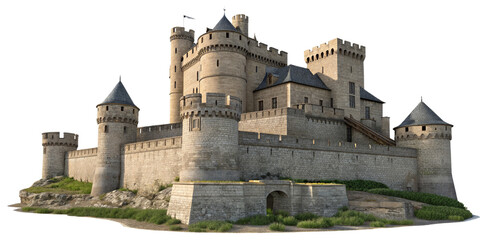 3D Model Medieval Castle, Stone Structure, Isolated on Transparent Background, Castle, 3D Rendering, Architecture