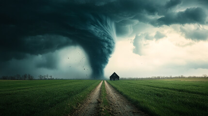 ```markdownRaging tornado spirals furiously toward a lone cottage, evoking storm-chaser adrenaline and Oya's tumultuous whirlwinds celebration```