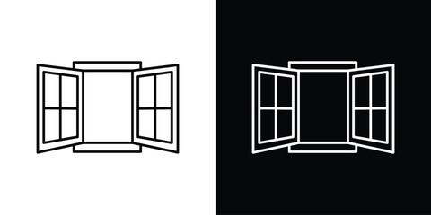 Open window icon Graphic vector set for ui design