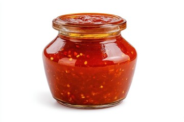 Isolated white background jar containing shrimp paste chili sauce variant