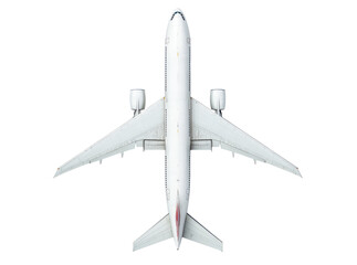 White airplane top view isolated black background, Isolated On Transparent Background