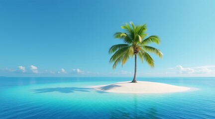 Palm tree on small tropical island