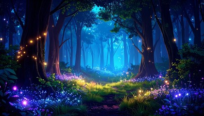Enchanted Forest Night Path.