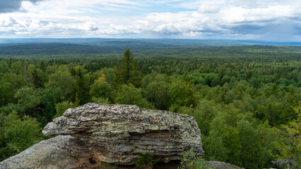Mountain Shunut or Shunut-Kamen in Sverdlovsk region of Russia, mountain peak of Urals, located west of Yekaterinburg