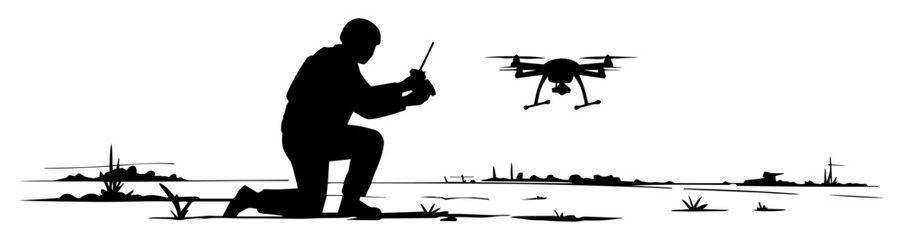 soldier operating drone during reconnaissance mission