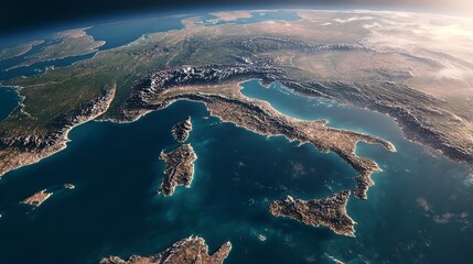 Italy Earth View Satellite Italian Peninsula Geography Mediterranean Sea Alps Corsica Sardinia