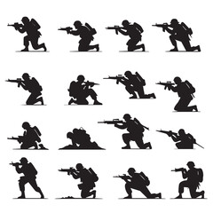 Soldier Silhouette Icon Set