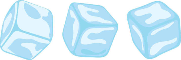 Flat Vector Illustration of Ice Cube Set Icons for Cold Drink Decoration and Fresh Beverage Design