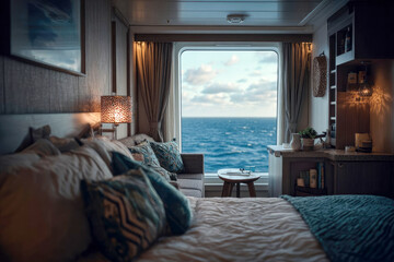 Luxury interior of a balcony cabin aboard AIDA perla