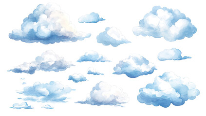 Collection of various cartoon clouds
