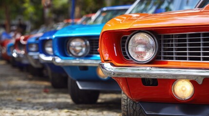 Classic cars in a row