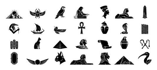 ancient egypt mythology culture and history big glyph icon set vector