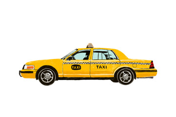 yellow taxi car new york NYC vintage car in the city travel hand drawn on transparent background.