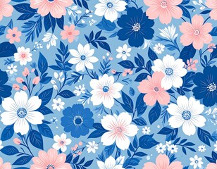 Floral pattern with pastel colors and detailed flowers