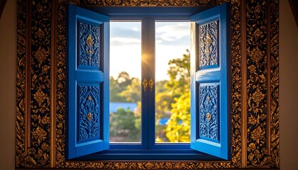 Ornate window with sunlight
