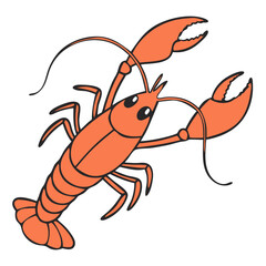 Multiple Simple Orange Lobsters – Minimal Vector Seafood Illustration