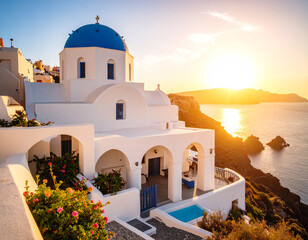Discover the serenity of santorini houses greece architecture sunset coastal aesthetic beauty
