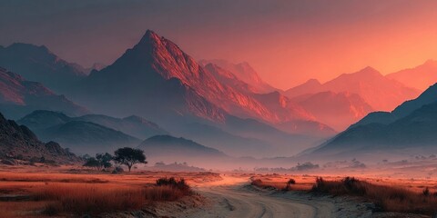 A serene landscape depicting a sunrise over South African mountains, symbolizing hope