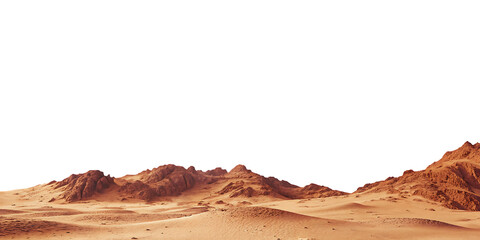 Martian desert rocky mountains isolated on a transparent background