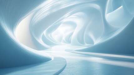 Abstract futuristic tunnel, smooth curves, light, futuristic interior, architectural design, photo