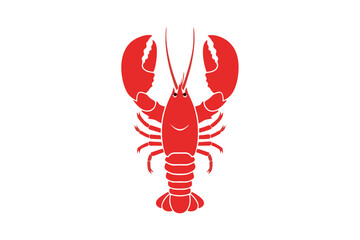 Simple vector lobster with claws raised, red flat color, isolated on white.eps