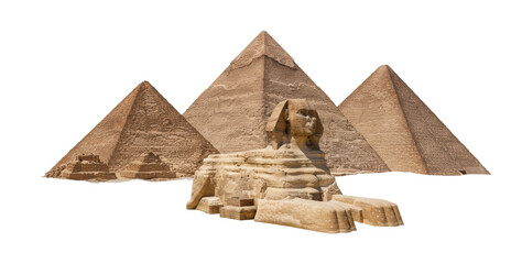 Exploring ancient wonders the great sphinx and pyramids of giza egypt architectural desert wide angle historical significance. Cut out png